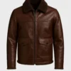 Men's Classic Chocolate Brown Fur Shearling Collar Leather Jacket