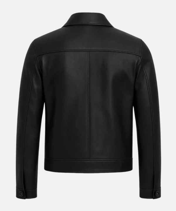 Men's Classic Harrington Black Biker Leather Jacket