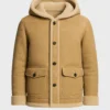 Men's Classic Suede Leather Camel Brown Hooded Jacket