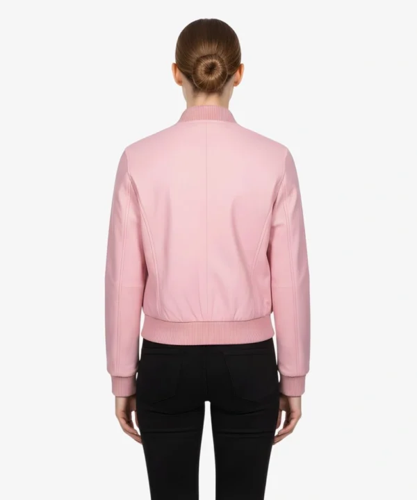 Motorcycle Pink Biker Leather Bomber Jacket Women's