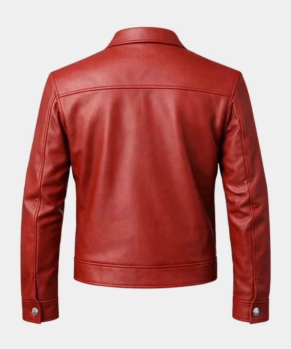 Motorcycle Slim-Fitted Red Biker Leather Jacket For Men