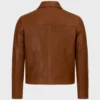 Slim-Fit Biker Brown Plain Leather Jacket For Men's