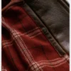 US Bison With Wool Plaid Lining  Brown Leather Jacket