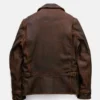 US Bison With Wool Plaid Lining  Brown Leather Motorcycle Jacket