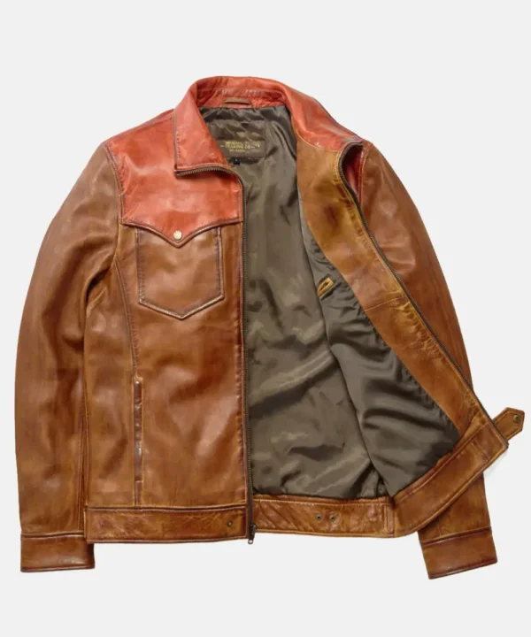 Western Elkhorn Brown and Red Leather Jacket