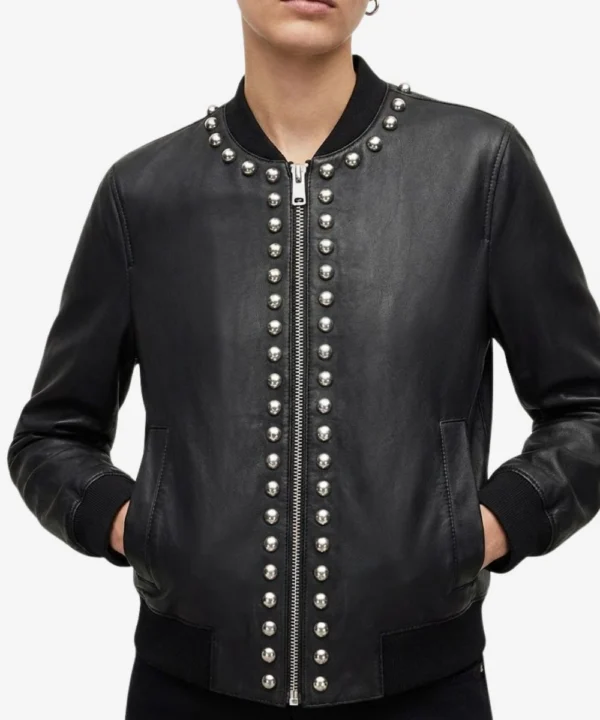 Women's Black Studded Leather Jacket
