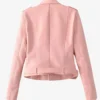Women's Classic Baby Pink Motorcycle Leather Jacket