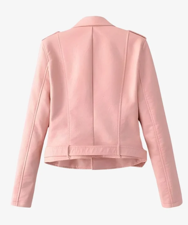 Women's Classic Baby Pink Motorcycle Leather Jacket