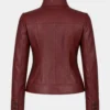 Women's Classic Burgundy Moto Biker Leather Jacket