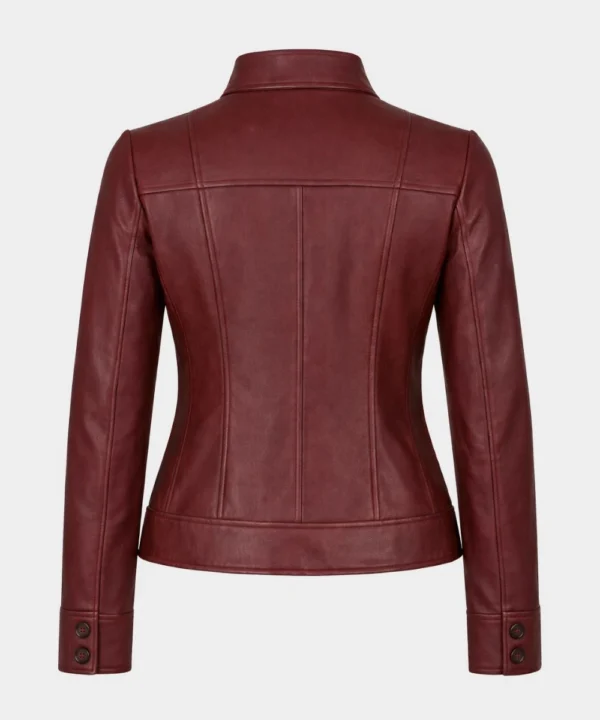 Women's Classic Burgundy Moto Biker Leather Jacket