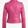 Women's Classic Hot Pink Motorcycle Fitted Leather Jacket