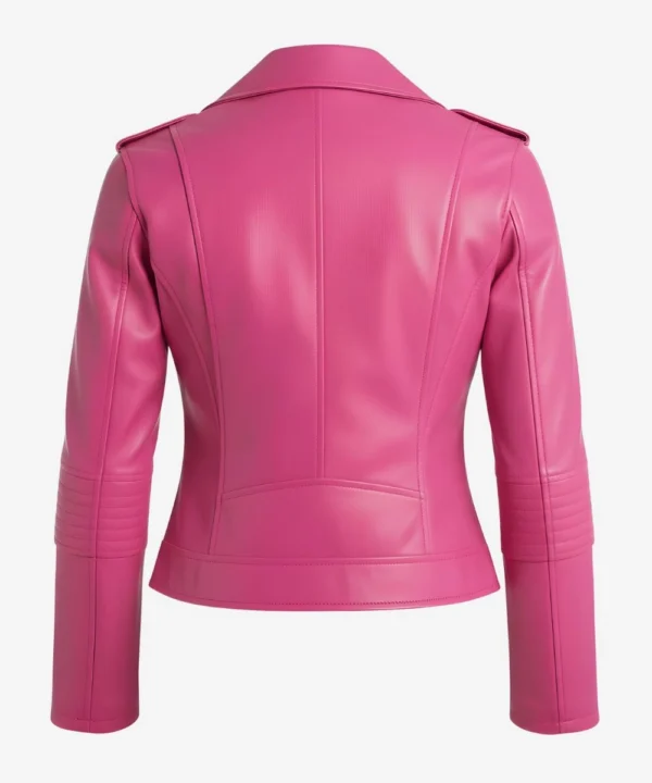 Women's Classic Hot Pink Motorcycle Fitted Leather Jacket