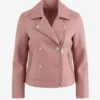 Women's Classic Pink Leather Biker Jacket