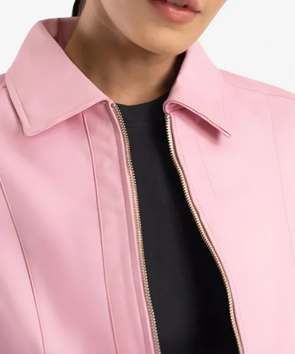 Women's Classic Pink Leather Jacket