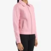 Womens Classic Shirt Style Collar Pink Leather Jacket