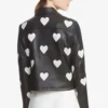 Women's Heart Design Motorcycle Biker Black Leather Jacket