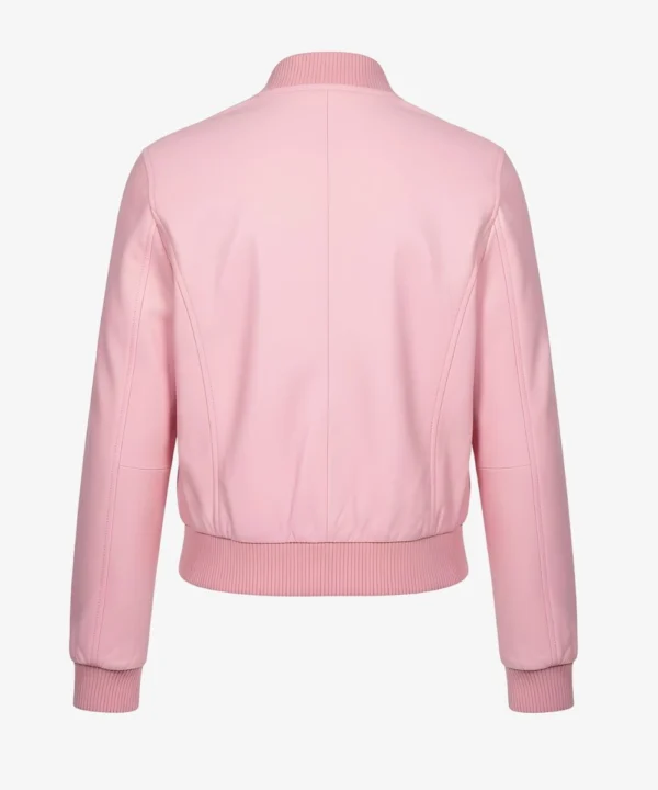 Womens Motorcycle Pink Biker Leather Bomber Jacket