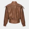Women's Oversized Belted Leather Jacket Brown