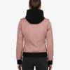 Women's Real Leather Hooded Bomber Jacket Pink