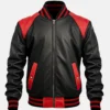 Adida Black Leather Bomber Motorcycle Leather Jacket