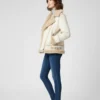 Akris Yasha Genuine Beige Shearling White Leather Jacket