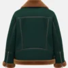 Akris Yasha Genuine Brown Shearling Green Leather Jacket