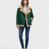 Akris Yasha Genuine Shearling Green Jacket Leather
