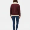 Akris Yasha Genuine Shearling Leather Jacket Maroon