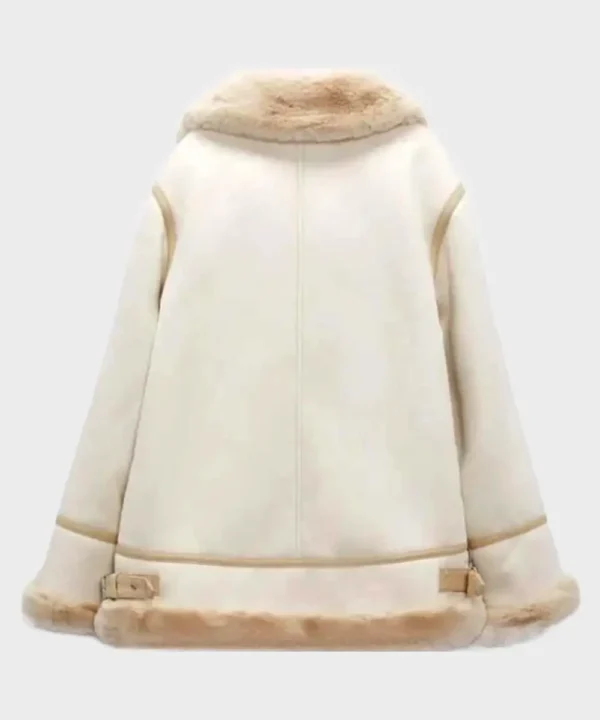 Akris Yasha Genuine White Shearling Leather Jacket