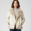 Akris Yasha Nordstrom Genuine Shearling White Leather Jacket