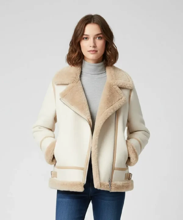 Akris Yasha Nordstrom Genuine Shearling White Leather Jacket