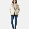 Akris Yasha Women Beige Shearling Leather Sheepskin Leather Coat Winter Lapel Coat