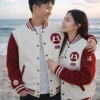 Date Night Couples Matching Pack of 2 White & Red Valentine Day Varisty Bomber Jacket