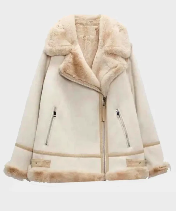 Genuine Shearling White Leather Jacket