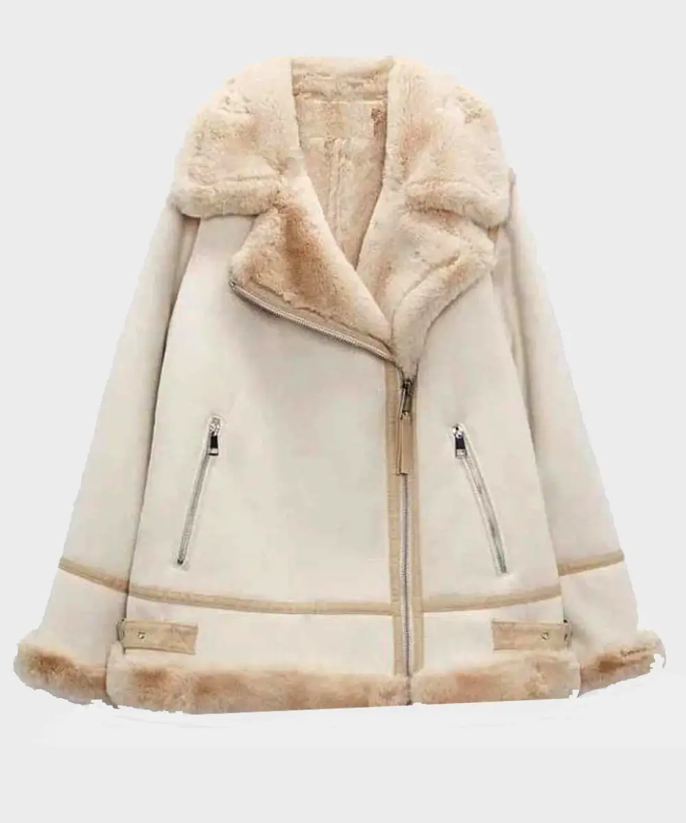 Genuine Shearling White Leather Jacket