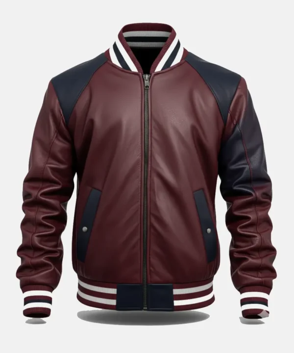 Jakewood 2050 Leather Varsity Maroon Jacket