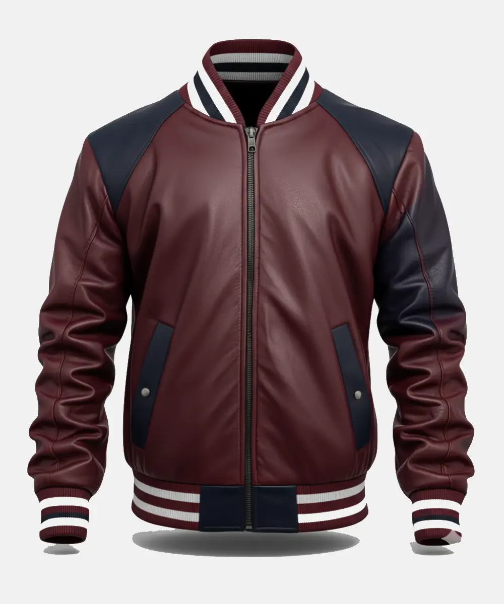 Jakewood 2050 Leather Varsity Maroon Jacket