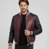 Jakewood 2050 Maroon Leather Varsity Jacket