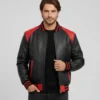 Jakewood 2050 Red and Black Leather Varsity Jacket