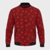 Men's Valentine Day Special Red & Black Heart Printed Bomber Jacket