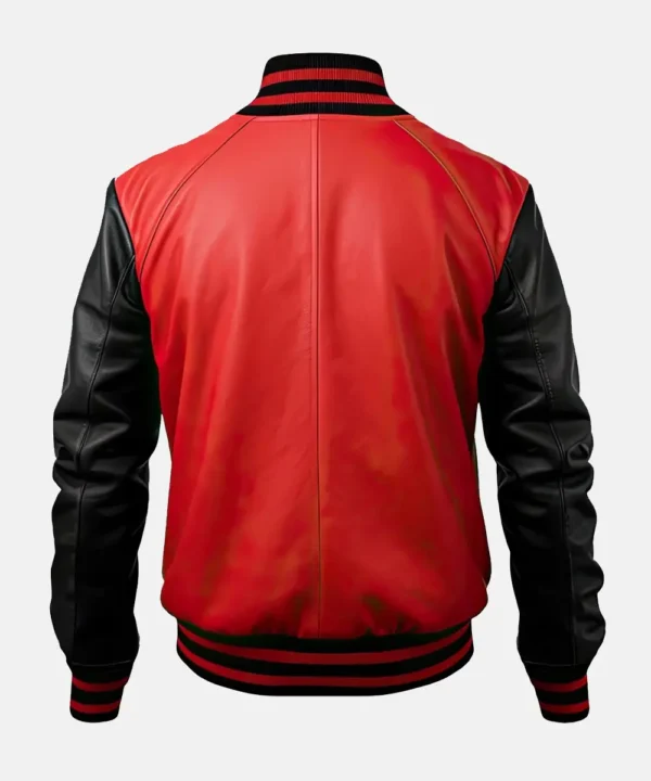 Terry Men’s Red and Black Leather Varsity Jacket