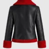 Valentine Day Aviator Red & Black Shearling Leather Jacket For Women's