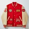 Valentine Day Couples Date Night Varsity Jacket Red & Cream
