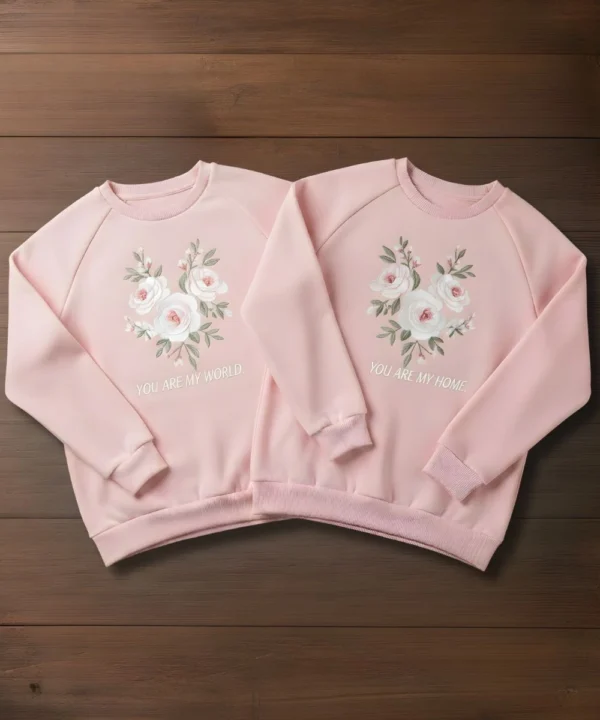 Valentine Day Couples Matching Pink Pullover Fleece Sweatshirt