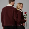 Valentine Day Couples Pack of 2 Date Night Corduroy Burgundy Sherpa Trucker Jacket
