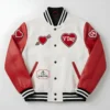 Valentine Day Date Night Couples Varsity Jacket White & Red