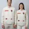 Valentine Day Pack of 2 Couples Matching Outfit Date Night White Varsity Jacket