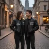 Valentine Day Pack of 2 Date Night Couples Matching Black Leather Jacket