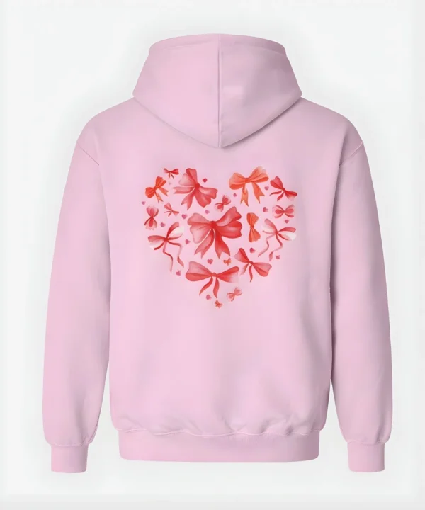 Valentine Day Special Coquette Heart Pink Pullover Fleece Hoodie For Women's