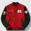 Valentine Day Special Couples Matching Pack Of 2 Red & Black Varsity Bomber Jacket